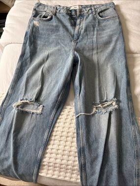 Mango Light Blue Distressed Boyfriend Jeans
